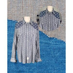 Vintage Y2K Ralph Lauren Polo Jeans Co. Western Pearl Button Down Shirt Size L